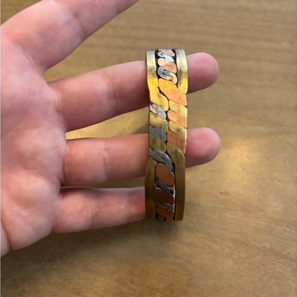 Source Unknown Jewelry - Native Alaskan Artisan Bronze/Copper Twisted and Hammered Cuff Bracelet